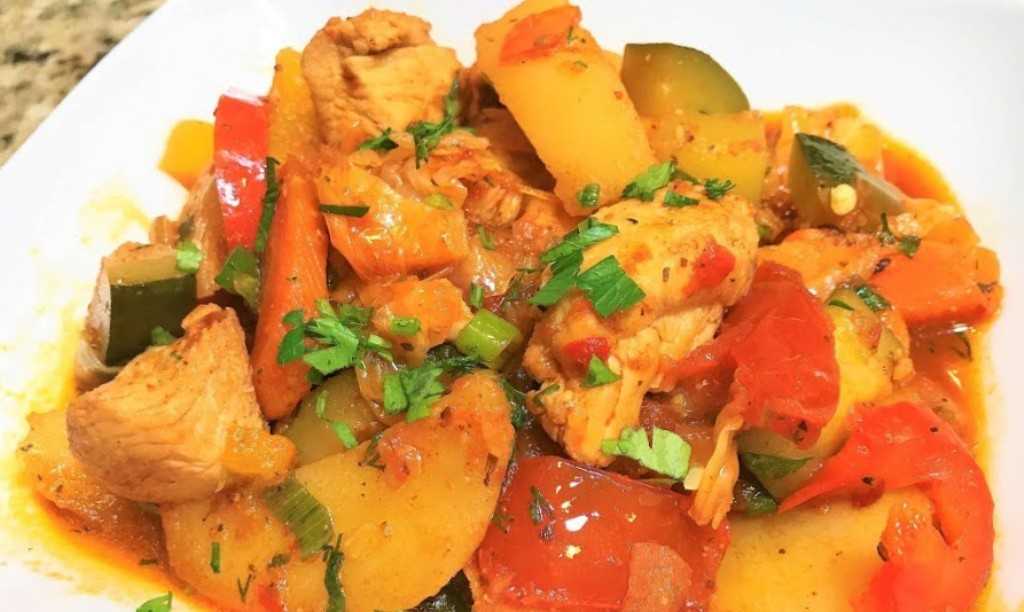 Овощное рагу с куриными сердечками | за стол!