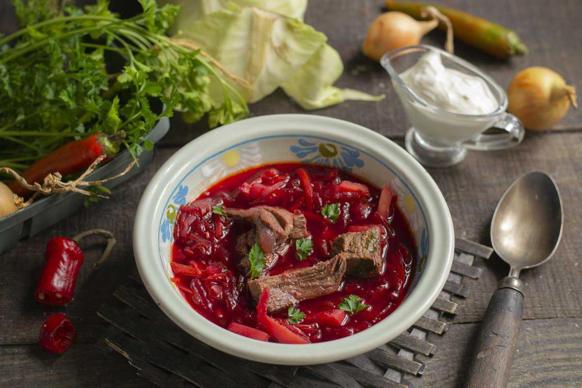 Борщ из квашеной капусты, рецепты с мясом и без, со свеклой, грибами, фасолью