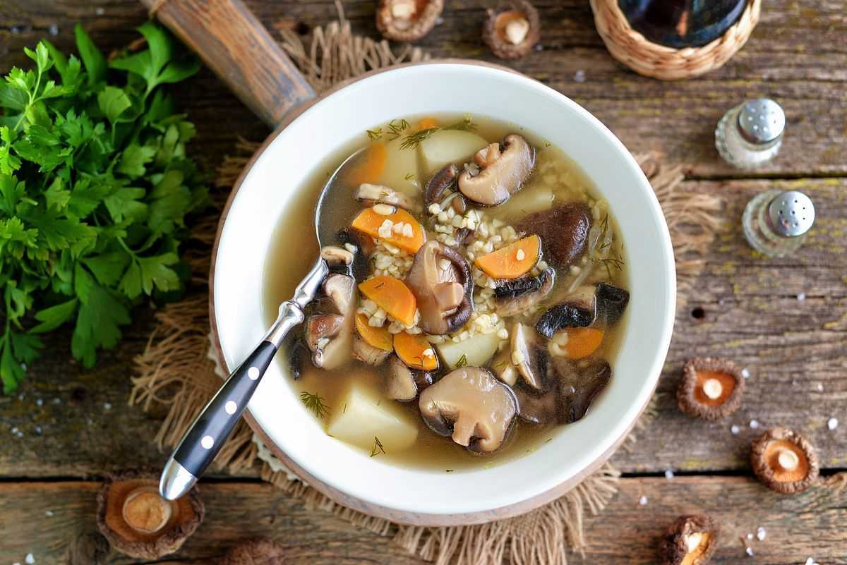 Мясной суп с грибами