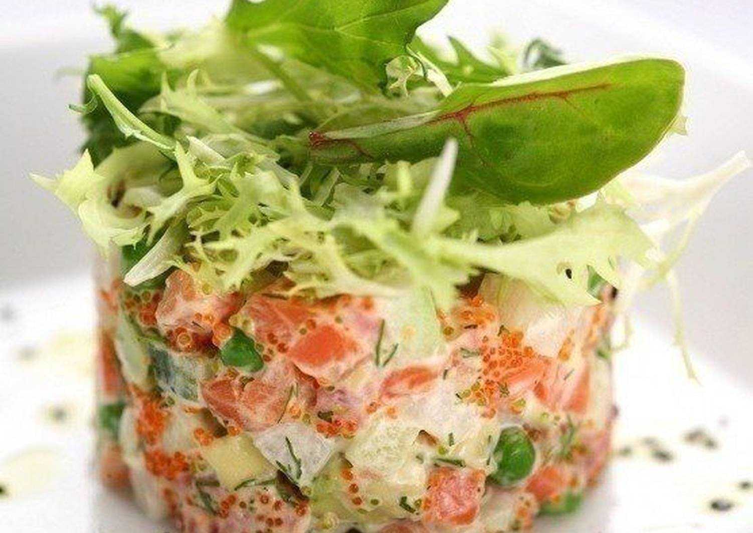 Слоеный салат с семгой — очень вкусный рецепт