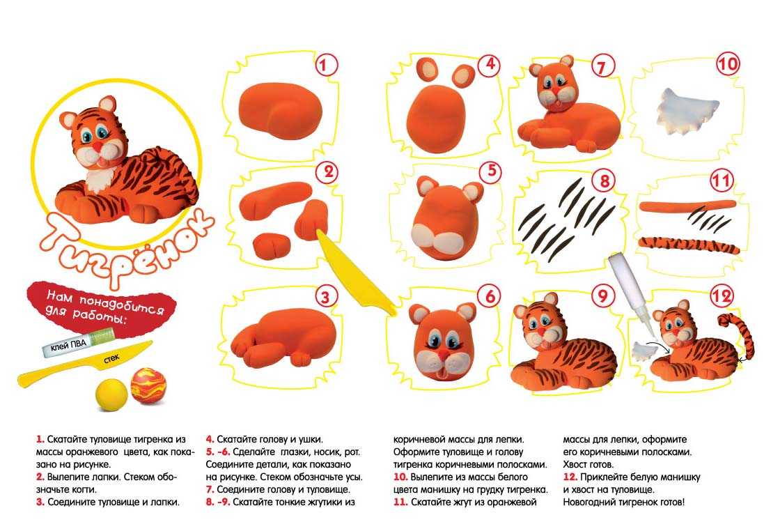 Тигр из пластилина