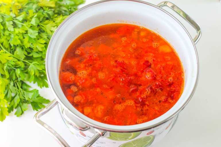Классический борщ с мясом говядины и свинины